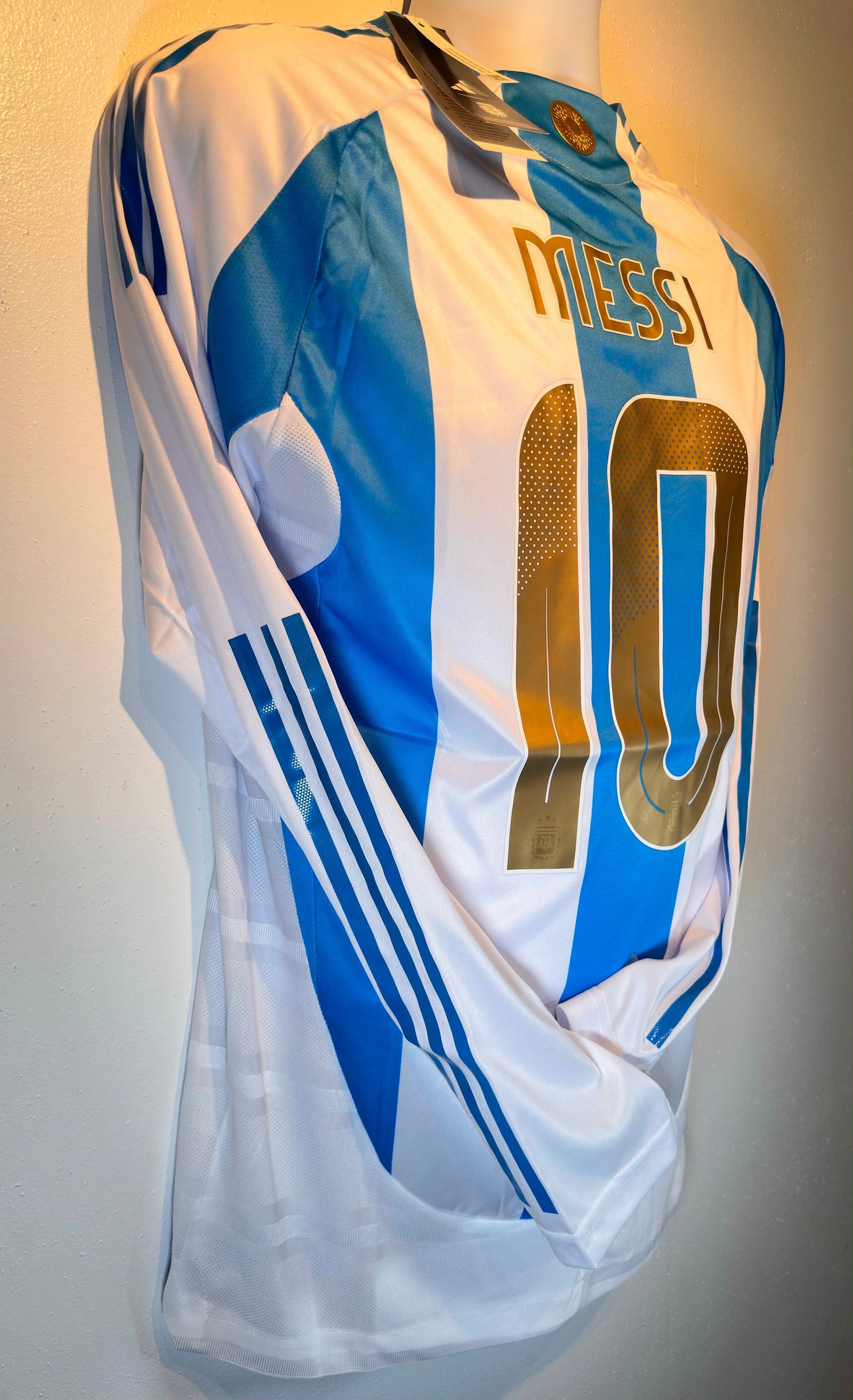 Lionel Messi 2022 Argentina Champions Long-Sleeve Jersey detail view 2