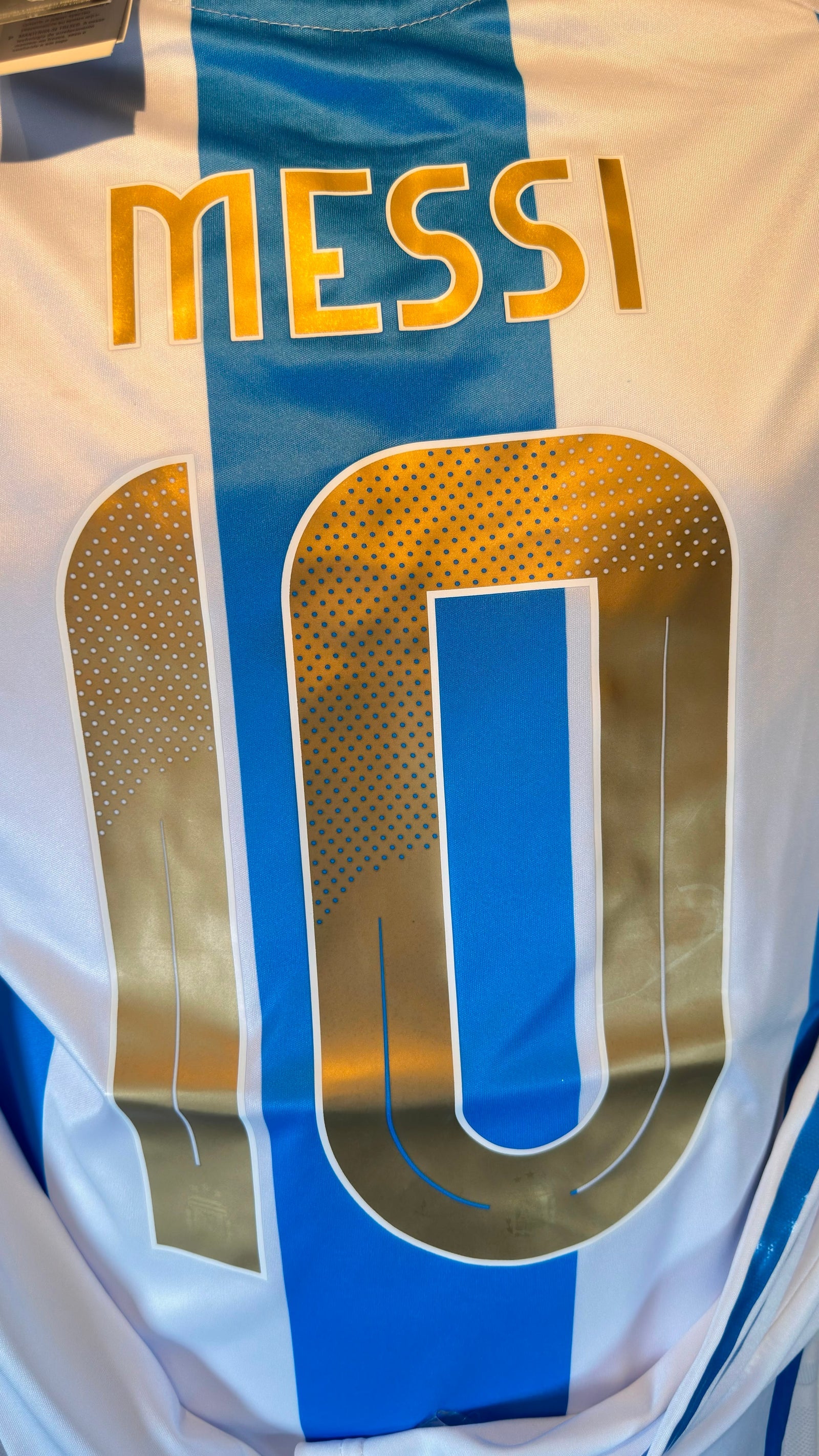 Lionel Messi 2022 Argentina Champions Long-Sleeve Jersey detail view 3