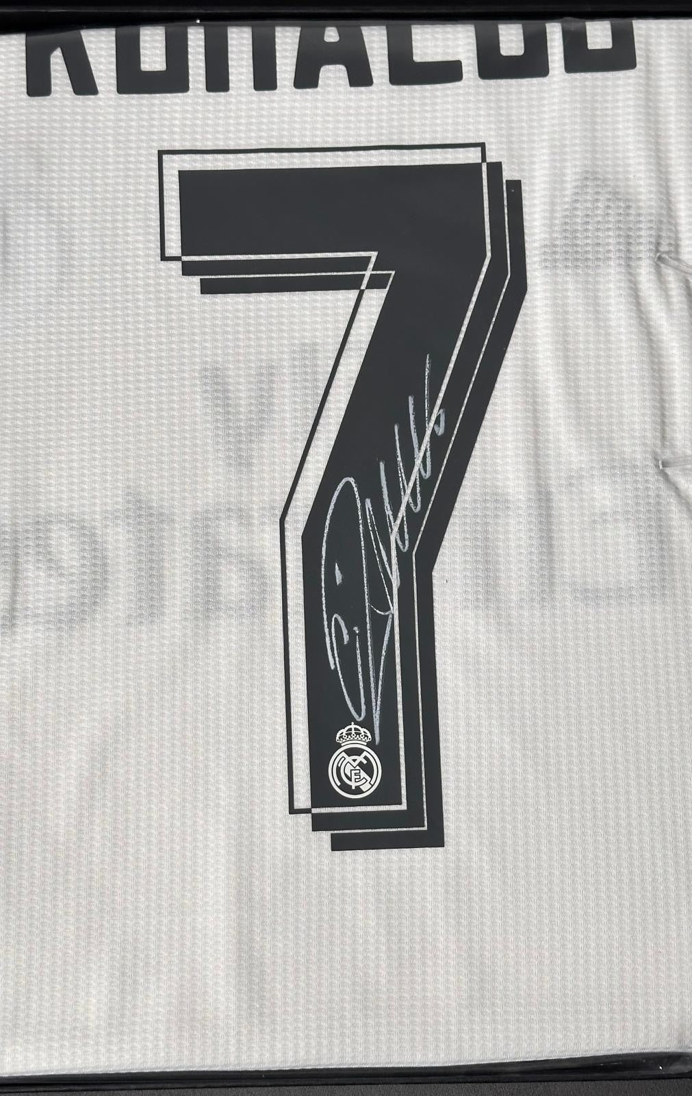 Cristiano Ronaldo signed Real Madrid home jersey detail view 4