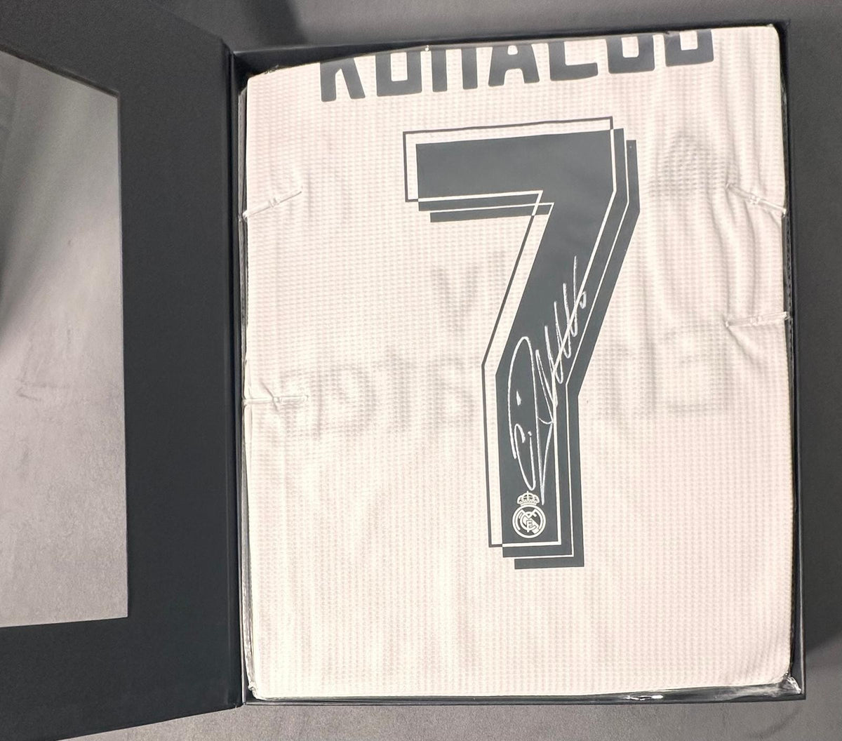 Cristiano Ronaldo signed Real Madrid home jersey detail view 5