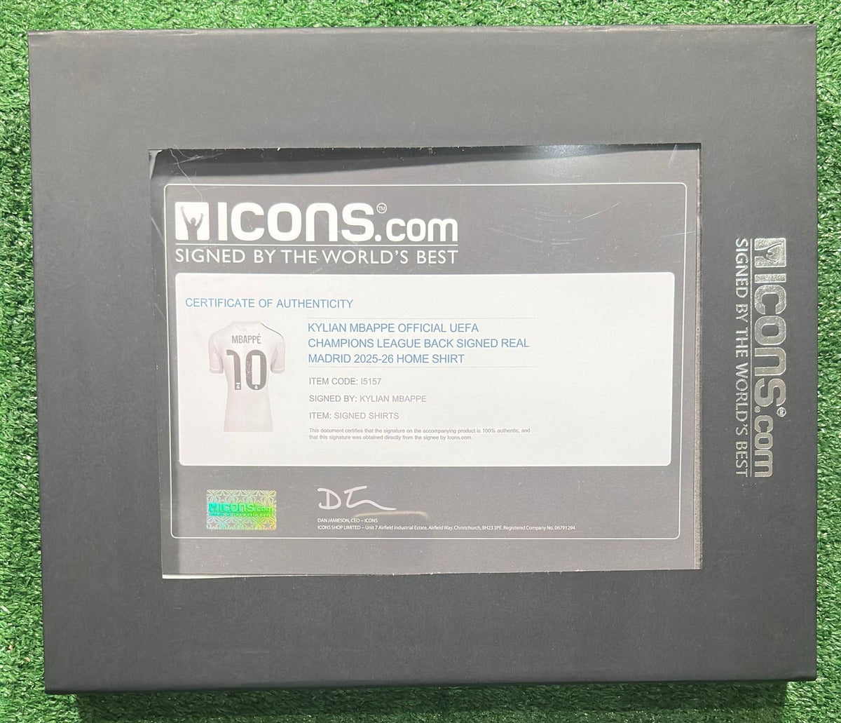 Kylian Mbappé signed Real Madrid jersey with Icons.com certificate of authenticity