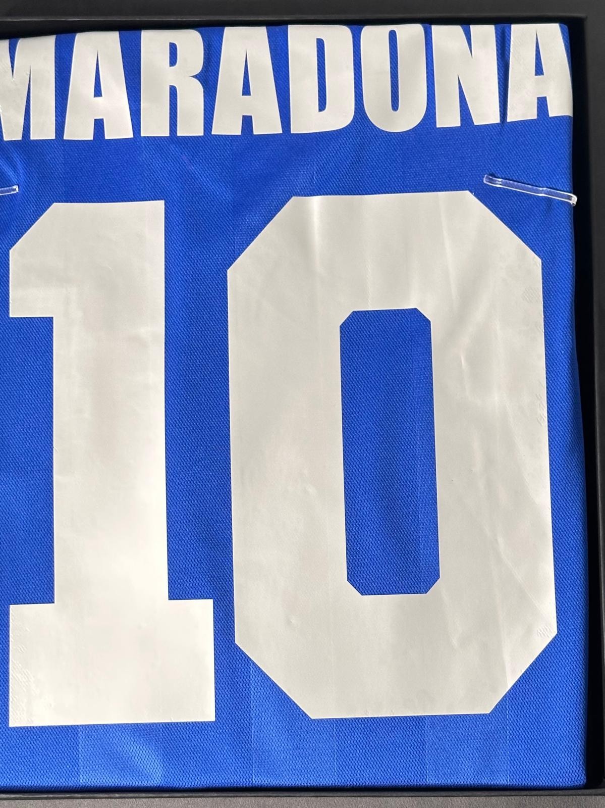 Diego Maradona signed Argentina away jersey detail view 3