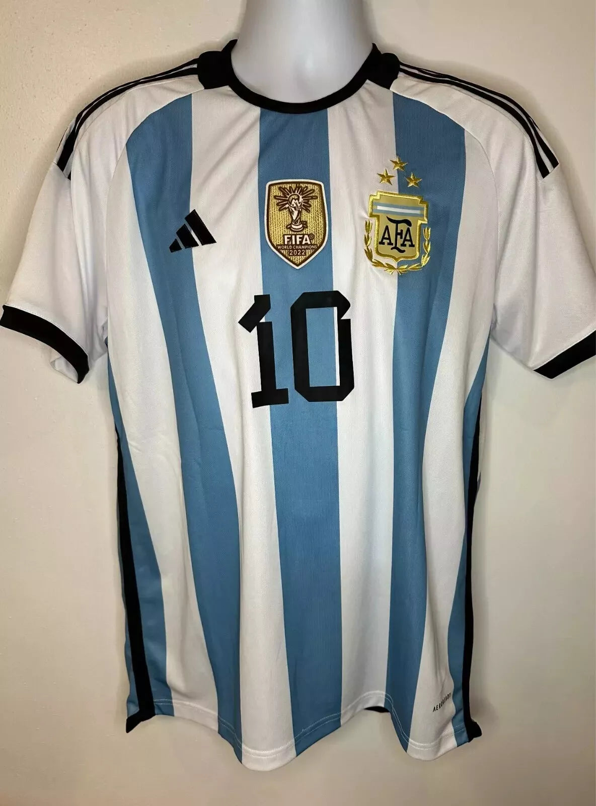 Lionel Messi 2023 Argentina #10 Three-Star Home Player-Style Jersey front view