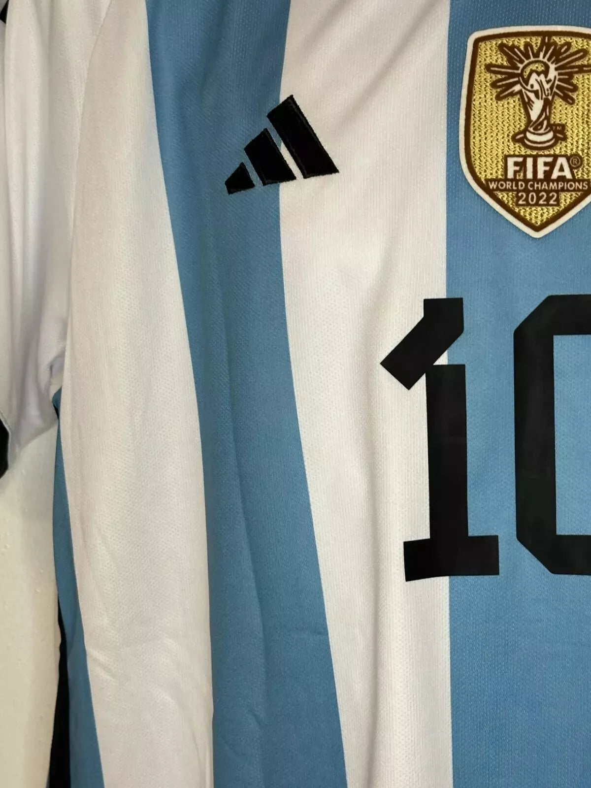 Lionel Messi 2023 Argentina #10 Three-Star Home Player-Style Jersey detail view 3