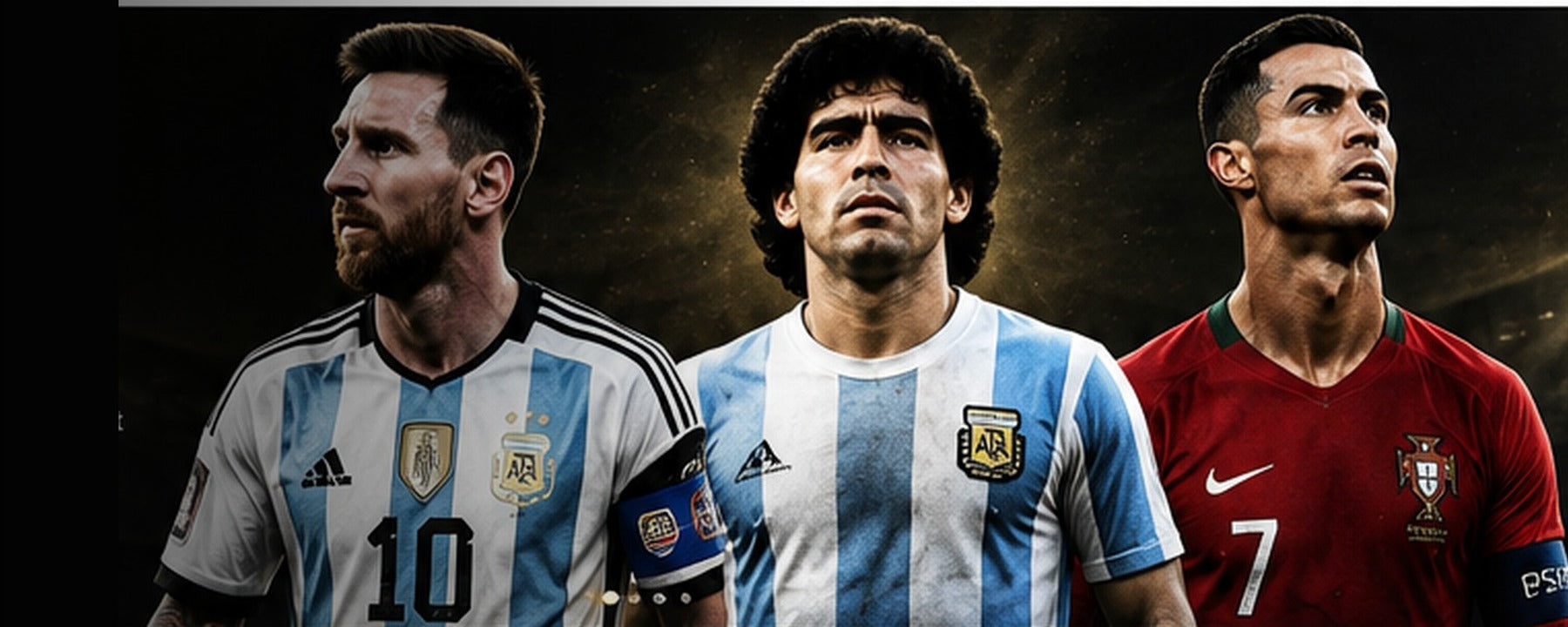 Football legends in a dramatic stadium setting